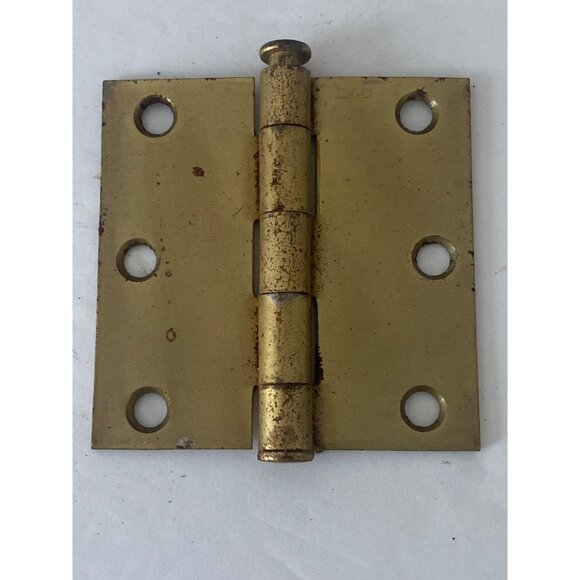 Antique Lawrence USA Brass Door Hinges Stanley Bar Latch Hardware - Picture 5 of 14